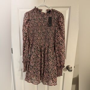 Lulu's Pink and Green Floral Smocked Dress